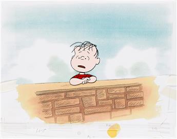 CHARLES SCHULZ / BILL MELENEDEZ / PEANUTS Introspective Linus Animation Cel 1983.